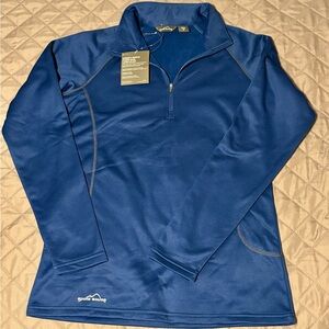 Eddie Bauer Blue Women's Medium Quarter Zip Fitted Fleece Sweatshirt
